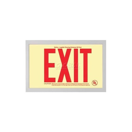 American Permalight Double-Sided Rigid Plastic `Red' Exit Sign Inside Silver-Colored Brushed Aluminum Frame 600129-600055